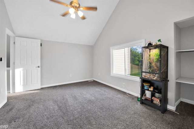 77280 Coon Creek Rd, Armada, MI 48005 - additional living space with lofted ceiling, ceiling fan, and carpet