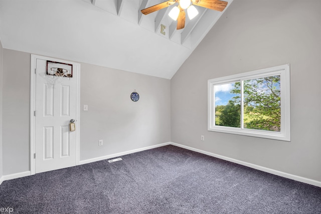 77280 Coon Creek Rd, Armada, MI 48005 - carpeted spare room featuring lofted ceiling and ceiling fan