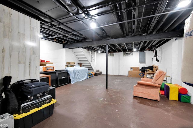 77280 Coon Creek Rd, Armada, MI 48005 - finished basement with stairs and concrete block wall