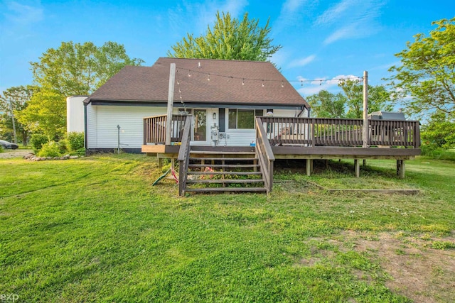 77280 Coon Creek Rd, Armada, MI 48005 - back of property featuring a wooden deck, a yard, and a shingled roof