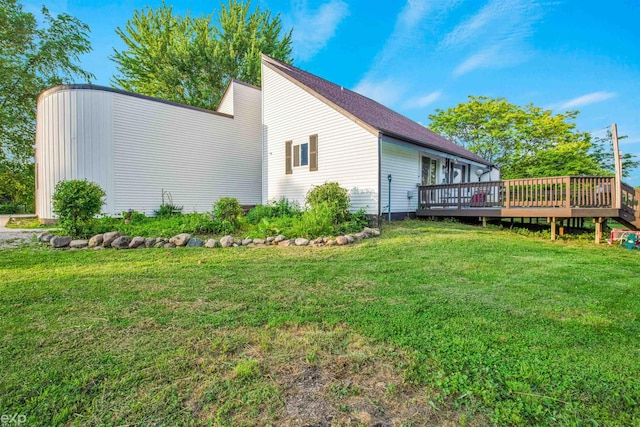 77280 Coon Creek Rd, Armada, MI 48005 - view of side of property with a wooden deck and a yard