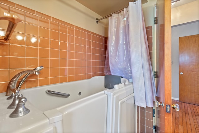 104 Marell St, East China, MI 48054 - full bath featuring shower / tub combo and wood finished floors
