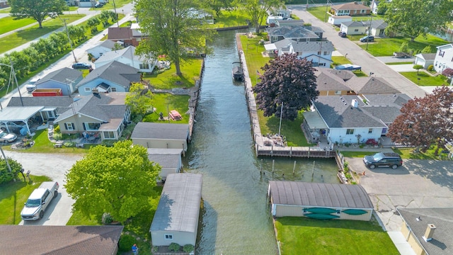 104 Marell St, East China, MI 48054 - aerial perspective of suburban area featuring a large body of water