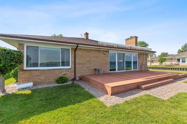 104 Marell St, East China, MI 48054 - back of property with brick siding, a deck, and a chimney