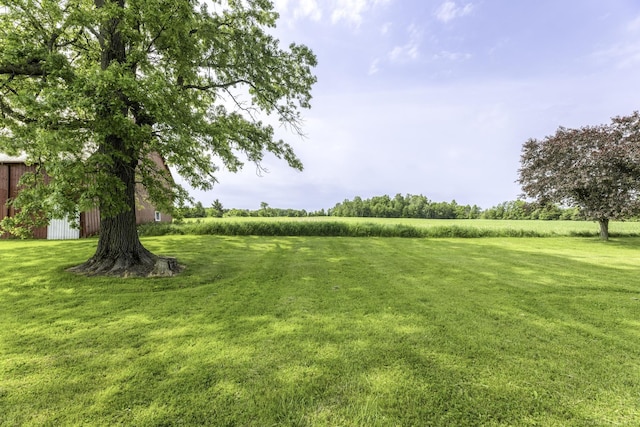 6410 Sheridan Line Rd, Croswell, MI 48422 - view of green lawn featuring an outbuilding, a rural view, and a pole building