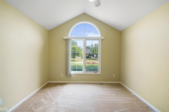 14060 Wayford Run, Shelby Twp, MI 48315 - unfurnished room featuring ceiling fan, carpet flooring, and vaulted ceiling