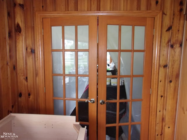 2221 N Channel Dr, Harsens Island, MI 48028 - detailed view of french doors and wood walls