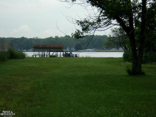 2221 N Channel Dr, Harsens Island, MI 48028 - view of green lawn with a water view and a view of trees