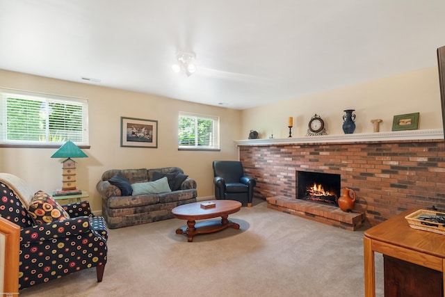 3667 Alderdale Dr, Sterling Heights, MI 48310 - living area featuring carpet and a fireplace