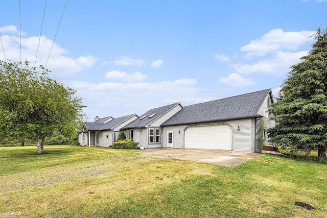 6920 Snover Rd, Decker, MI 48426 - view of front of house with a garage, a front lawn, driveway, and roof with shingles