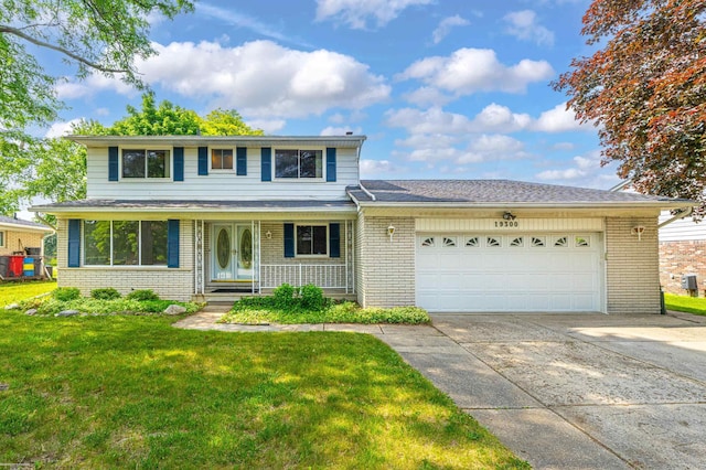 19300 Briarwood St, Clinton Township, MI 48036 - traditional-style house featuring brick siding, driveway, an attached garage, and a front lawn