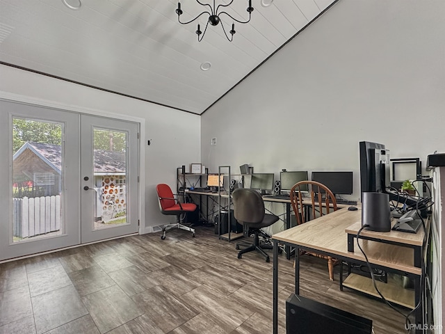 8302 W Burntwood P.15 Dr, Gladstone, MI 49837 - office space with french doors and vaulted ceiling