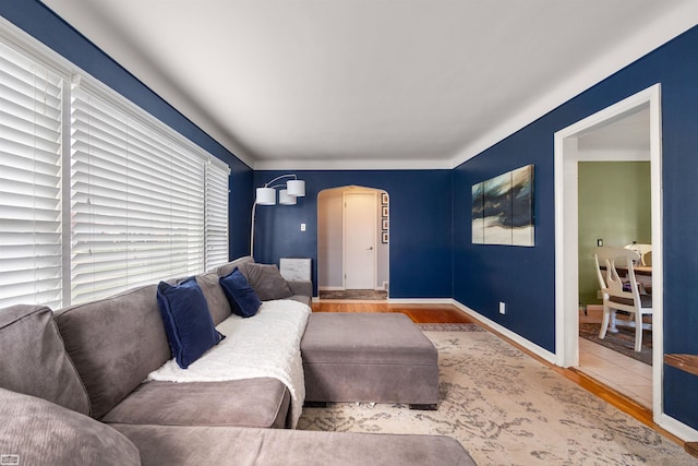 1006 W 12 Mile Rd, Royal Oak, MI 48073 - living room with arched walkways and wood finished floors