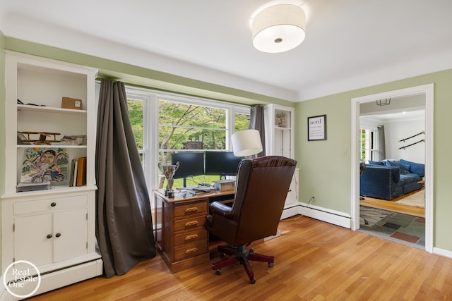 1033 Cadieux Rd, Grosse Pointe, MI 48230 - office space with a baseboard heating unit and light wood-type flooring