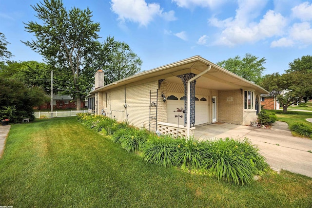 5350 Fieldcrest Dr, Shelby Twp, MI 48316 - view of front of home featuring brick siding, a chimney, an attached garage, and concrete driveway