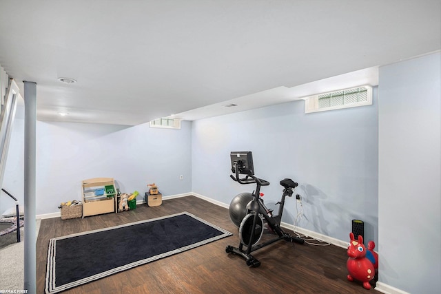 46329 Community Center Dr, Chesterfield Twp, MI 48047 - exercise area with wood finished floors and baseboards