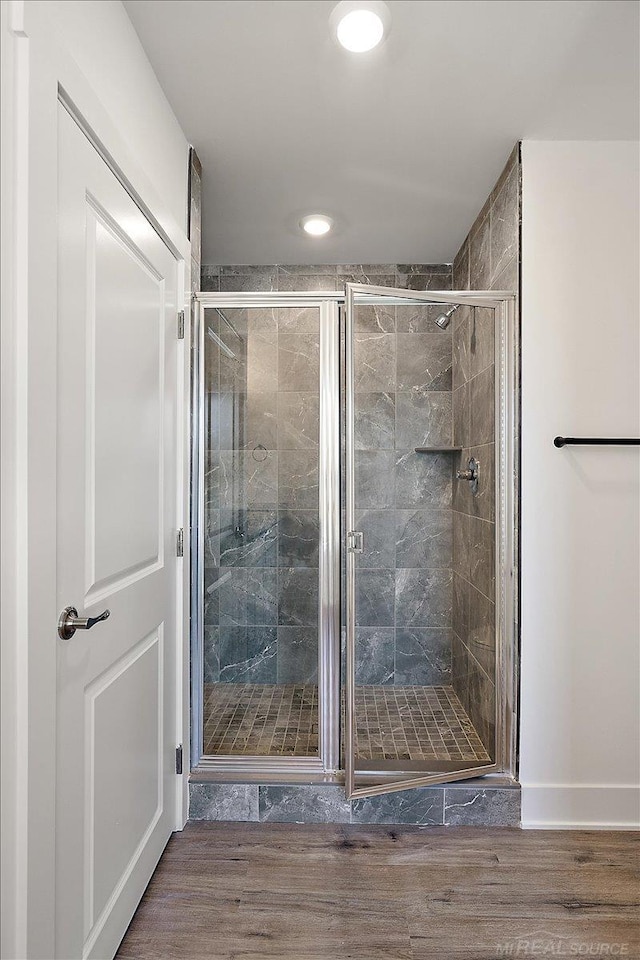 1718 W 12 Mile Rd, Royal Oak, MI 48073 - full bath with a shower stall and wood finished floors