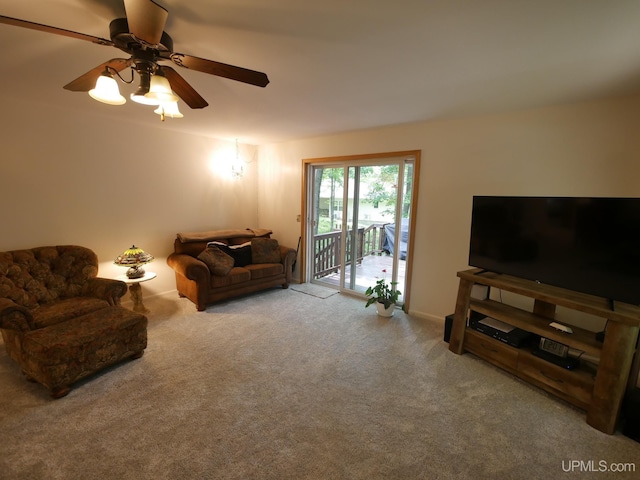 2004 Hunters Ln, Houghton, MI 49931 - living area featuring carpet flooring and ceiling fan