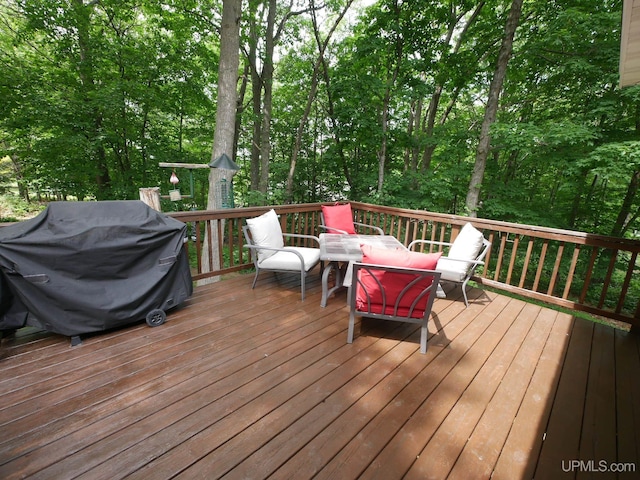 2004 Hunters Ln, Houghton, MI 49931 - wooden terrace with area for grilling