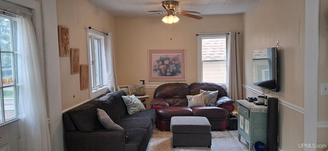 309 Fir St, Munising, MI 49862 - living area with a ceiling fan