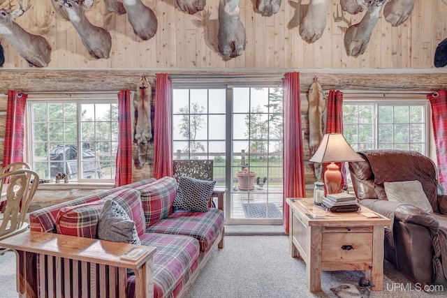 14038 24.5 Ln, Rapid River, MI 49878 - carpeted living room with wooden walls