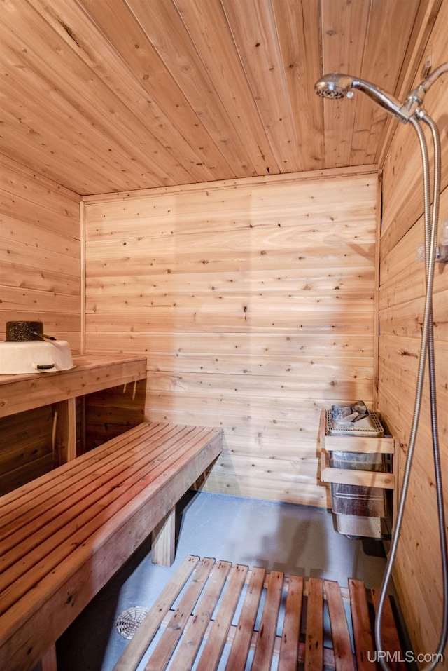14038 24.5 Ln, Rapid River, MI 49878 - relaxing sauna / steam room featuring wooden ceiling and wooden walls
