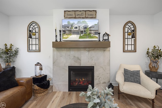 54877 Camden Ct, Shelby Twp, MI 48316 - living room featuring wood finished floors and a fireplace