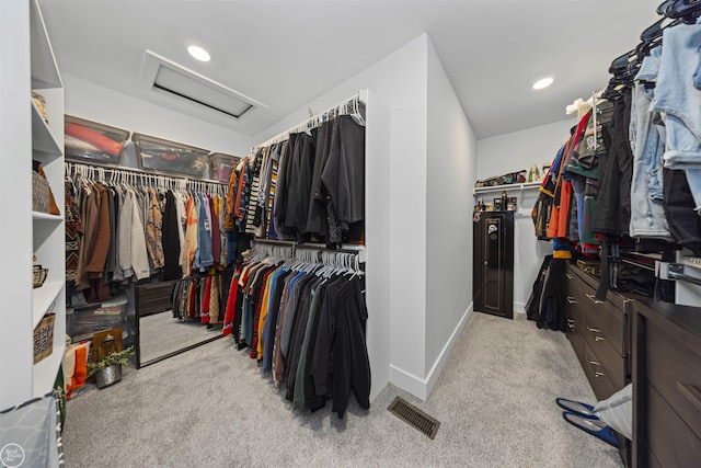 54877 Camden Ct, Shelby Twp, MI 48316 - walk in closet featuring attic access and carpet flooring