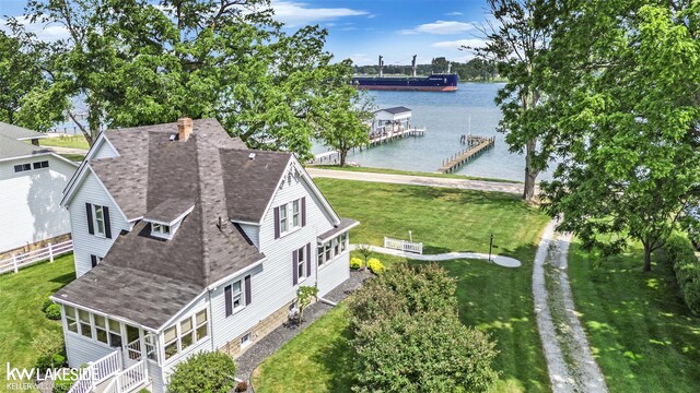 1520 S Channel Dr, Harsens Island, MI 48028 - aerial view of property and surrounding area featuring a nearby body of water