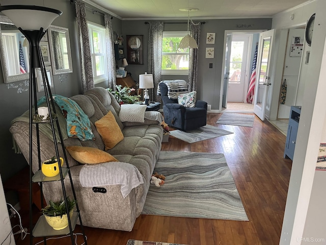 754 Duncan Ave, Ishpeming, MI 49849 - living room featuring crown molding and hardwood / wood-style floors