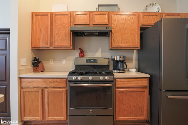 56798 Winding Creek Dr, Macomb, MI 48042 - kitchen featuring stainless steel appliances, ventilation hood, and light countertops