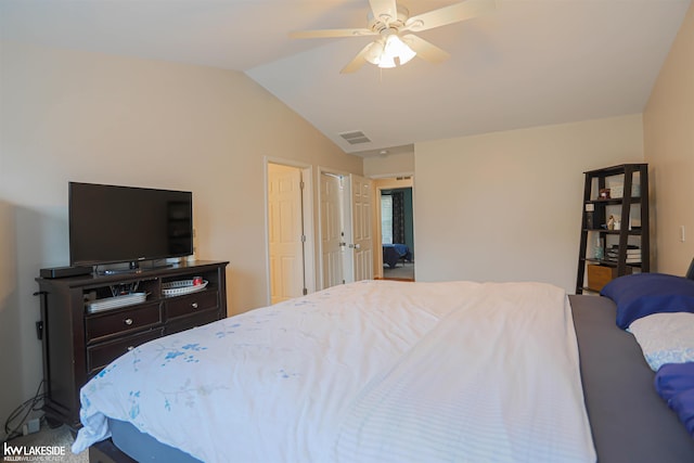 56798 Winding Creek Dr, Macomb, MI 48042 - bedroom featuring vaulted ceiling and ceiling fan