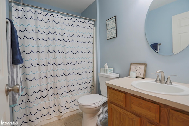 56798 Winding Creek Dr, Macomb, MI 48042 - bathroom with vanity, tile patterned flooring, and a shower with curtain