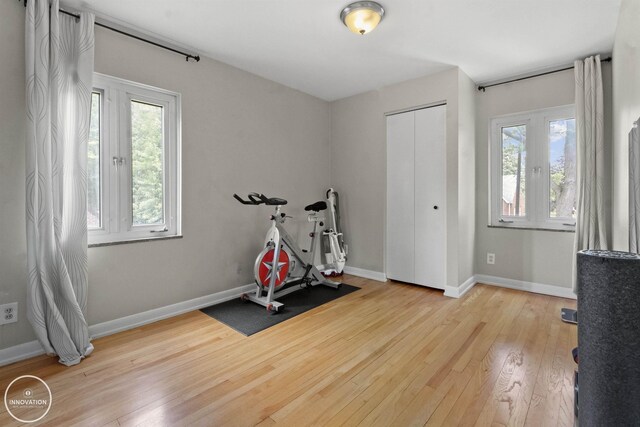 35727 Elm St, Wayne, MI 48184 - workout room with wood finished floors and baseboards