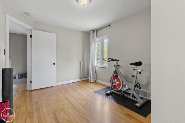 35727 Elm St, Wayne, MI 48184 - workout room with hardwood / wood-style flooring and baseboards