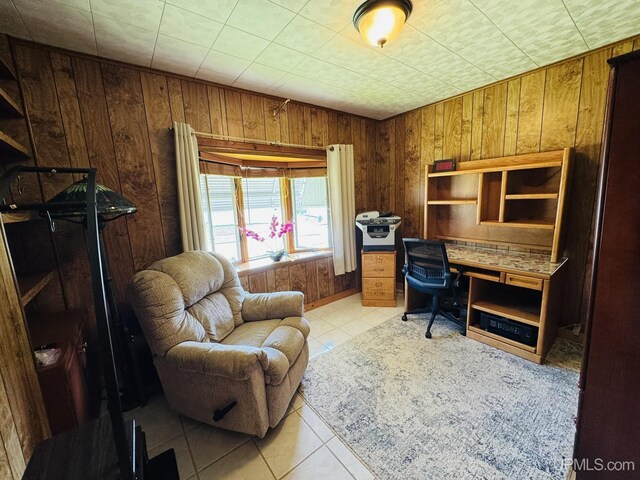 292 Chestnut St, Kingsford, MI 49802 - office area featuring light tile patterned floors and wooden walls