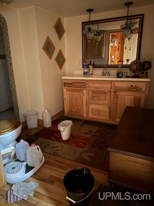 E2903 H44 Rd, Traunik, MI 49891 - full bathroom with wood finished floors and vanity