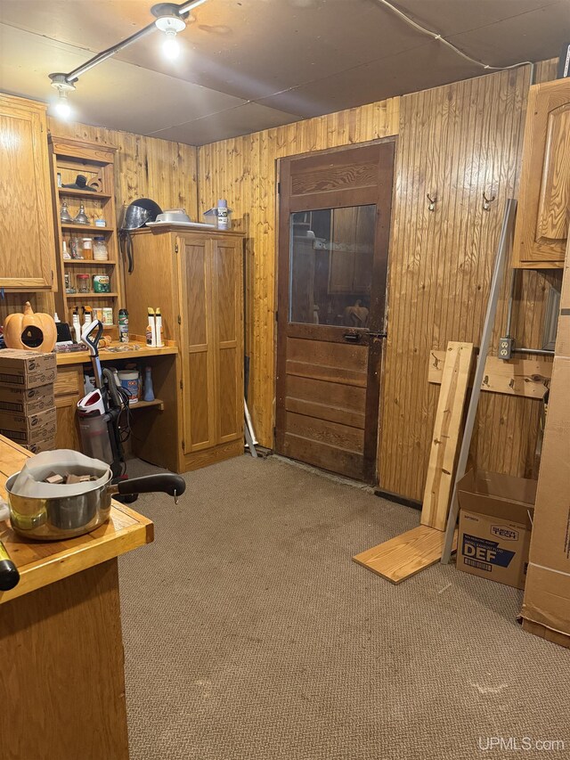 E2903 H44 Rd, Traunik, MI 49891 - carpeted office space featuring wood walls