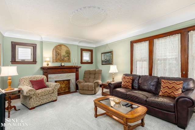 1258-1260 Lakepointe St, Grosse Pointe, MI 48230 - living area featuring carpet and a fireplace