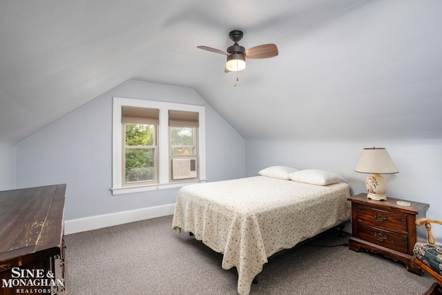 1258-1260 Lakepointe St, Grosse Pointe, MI 48230 - bedroom with vaulted ceiling, carpet flooring, and a ceiling fan