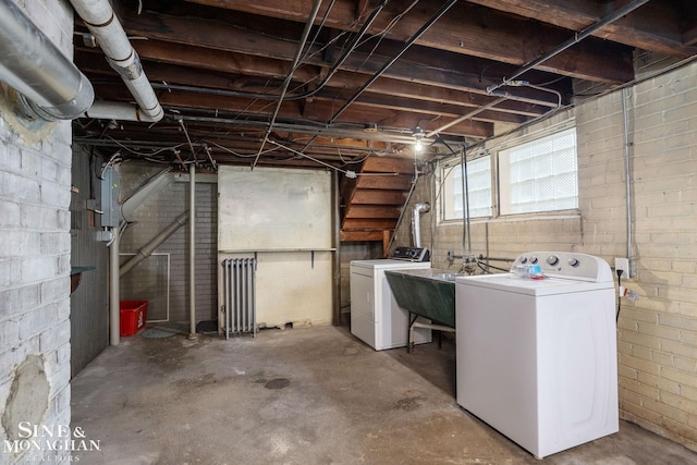 1258-1260 Lakepointe St, Grosse Pointe, MI 48230 - below grade area with washer and dryer and radiator heating unit
