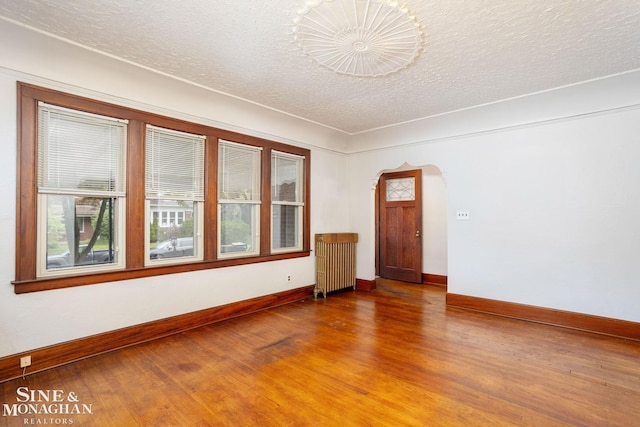 1258-1260 Lakepointe St, Grosse Pointe, MI 48230 - unfurnished room featuring arched walkways, wood finished floors, and a textured ceiling