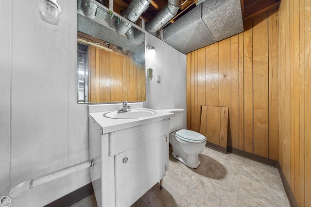28368 Besmore Dr, Warren, MI 48093 - half bath featuring wooden walls and vanity