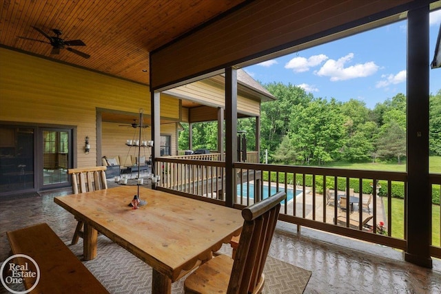 2940 Buell Rd, Oakland Twp, MI 48363 - deck featuring a ceiling fan, outdoor dining area, and a patio area