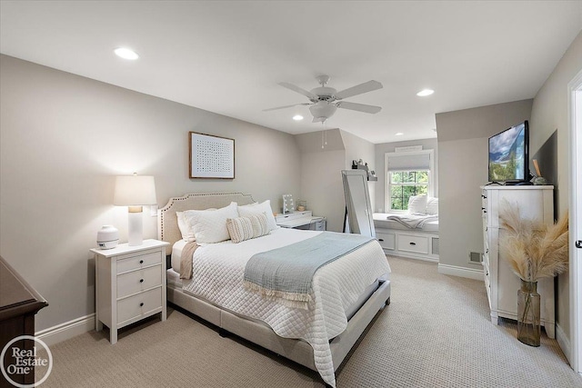 2940 Buell Rd, Oakland Twp, MI 48363 - bedroom with light carpet, recessed lighting, and a ceiling fan