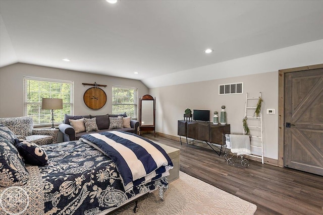 2940 Buell Rd, Oakland Twp, MI 48363 - bedroom featuring lofted ceiling, wood finished floors, and recessed lighting