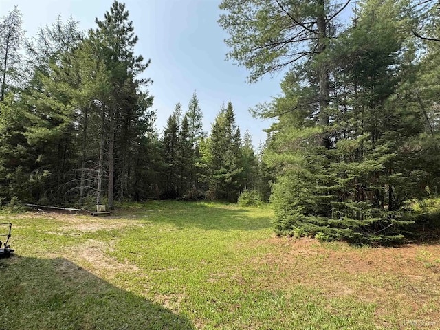 E8310 County Road 440th Hwy, Wetmore, MI 49895 - view of green lawn with a forest view