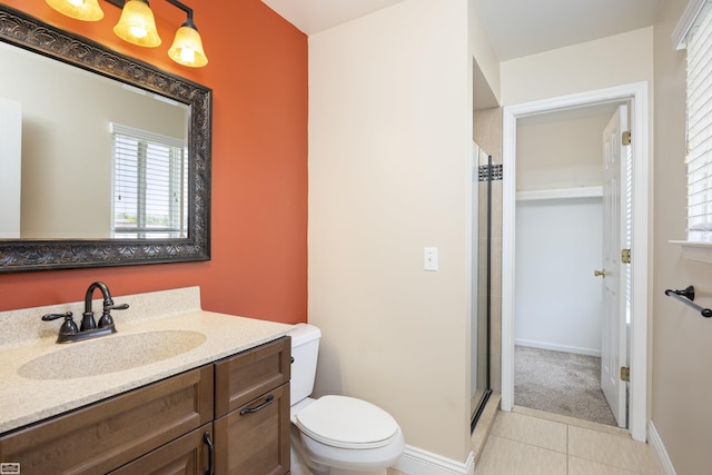 46395 Greenbriar St, Chesterfield Twp, MI 48051 - full bath featuring a shower with door, vanity, tile patterned flooring, and plenty of natural light