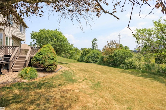 46395 Greenbriar St, Chesterfield Twp, MI 48051 - view of grassy yard with a wooden deck