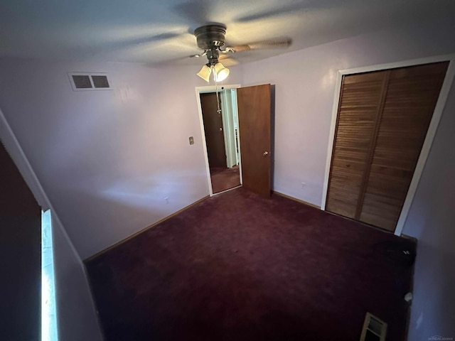 23072 Rein Ave, Eastpointe, MI 48021 - unfurnished bedroom with carpet floors, a closet, and ceiling fan